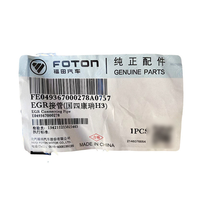 Foton Omac Conreo Bell TX 493 Motor EGR Bocal de ligação original do ciclo do gás de escape E049367000278
